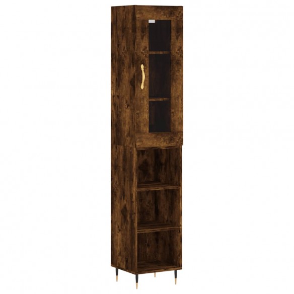 Buffet haut Chêne fumé 34,5x34x180 cm Bois d'ingénierie