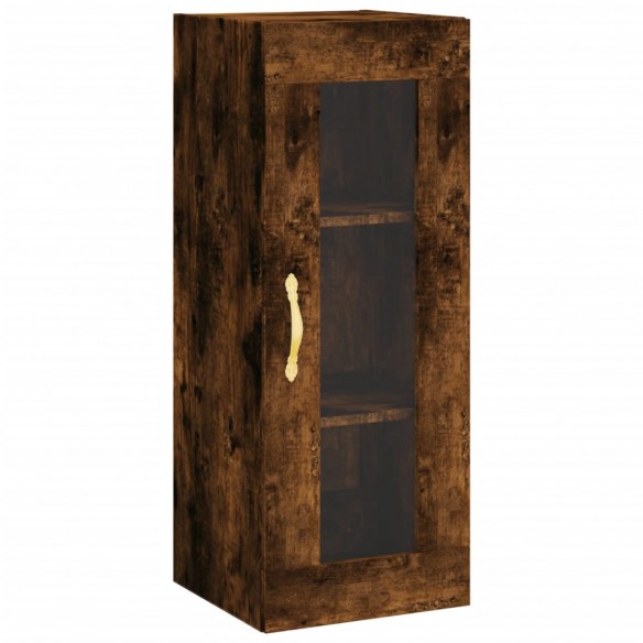 Buffet haut Chêne fumé 34,5x34x180 cm Bois d'ingénierie