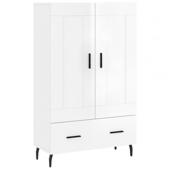 Buffet haut blanc brillant 69,5x31x115 cm bois d'ingénierie