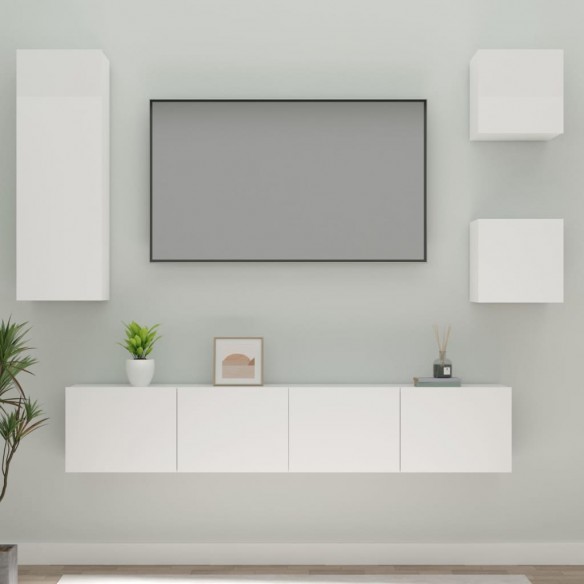 Ensemble de meubles TV 5 pcs Blanc brillant Bois d'ingénierie