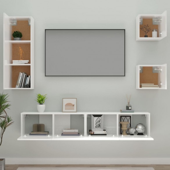 Ensemble de meubles TV 5 pcs Blanc brillant Bois d'ingénierie