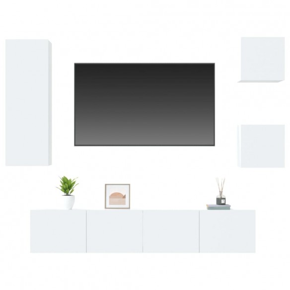 Ensemble de meubles TV 5 pcs Blanc brillant Bois d'ingénierie