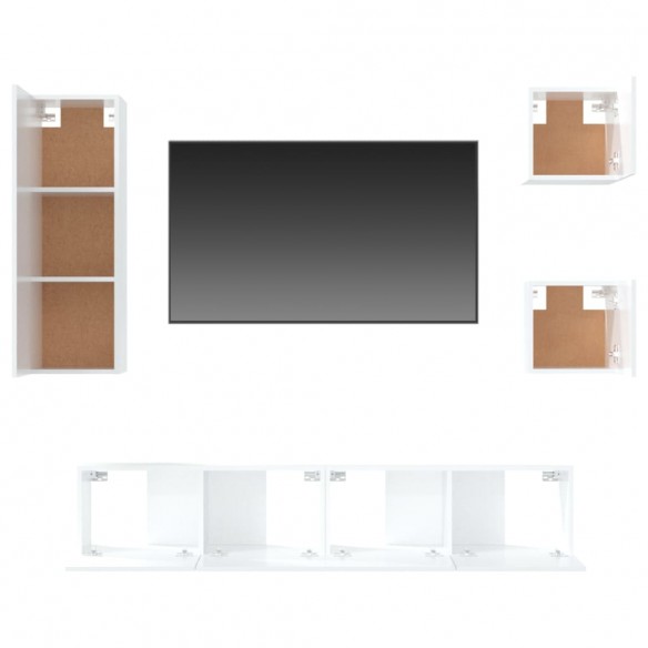 Ensemble de meubles TV 5 pcs Blanc brillant Bois d'ingénierie