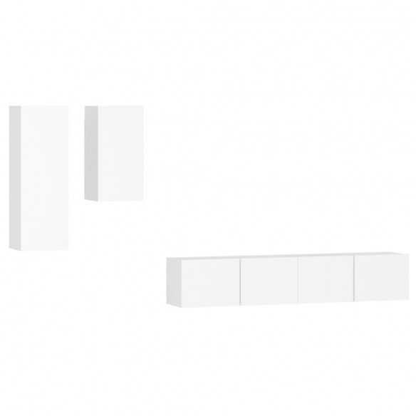 Ensemble de meubles TV 4 pcs Blanc Bois d'ingénierie