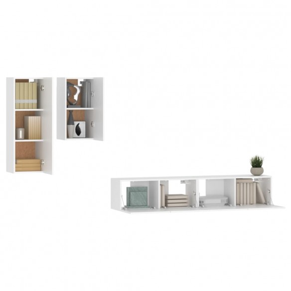 Ensemble de meubles TV 4 pcs Blanc Bois d'ingénierie