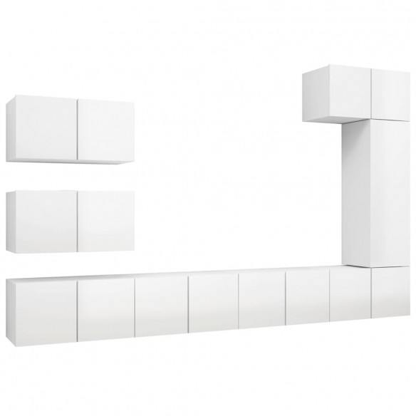 Ensemble de meuble TV 8 pcs Blanc brillant Aggloméré