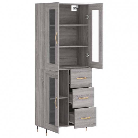 Buffet haut Sonoma gris 69,5x34x180 cm Bois d'ingénierie