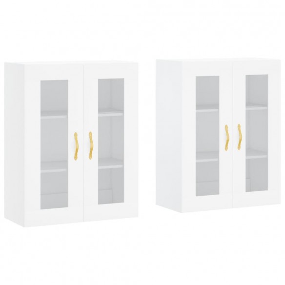 Armoires murales 2 pcs blanc bois d'ingénierie