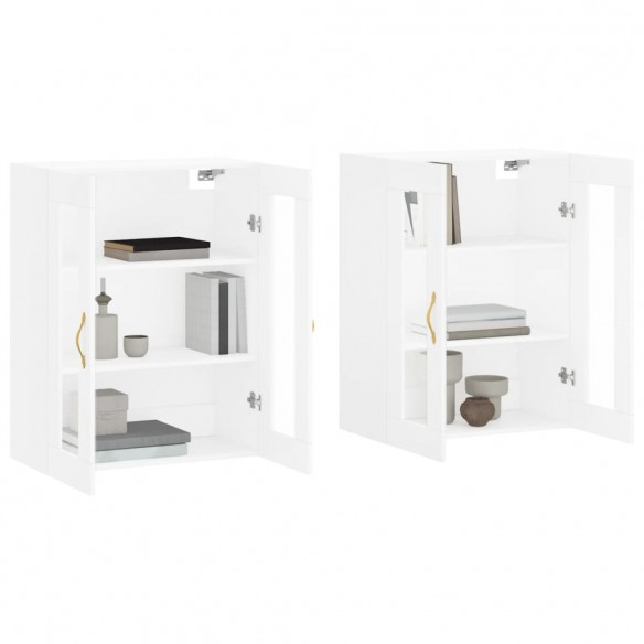 Armoires murales 2 pcs blanc bois d'ingénierie