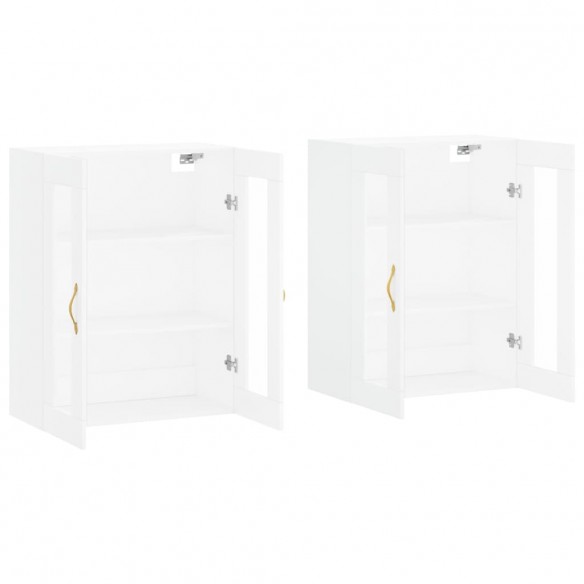 Armoires murales 2 pcs blanc bois d'ingénierie