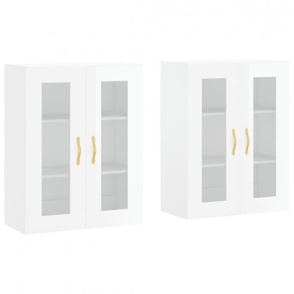 Armoires murales 2 pcs blanc brillant bois d'ingénierie