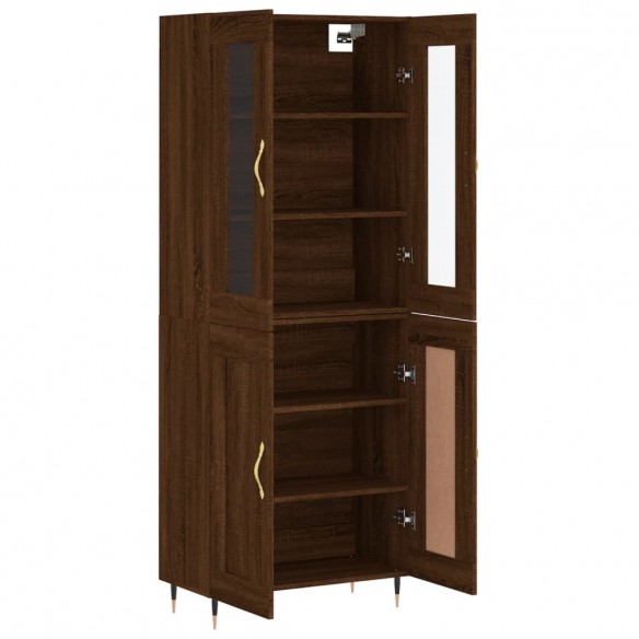 Buffet haut Chêne marron 69,5x34x180 cm Bois d'ingénierie