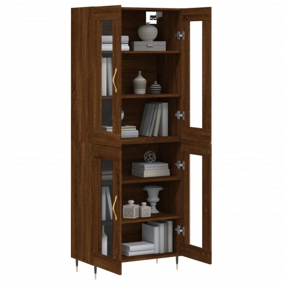 Buffet haut Chêne marron 69,5x34x180 cm Bois d'ingénierie