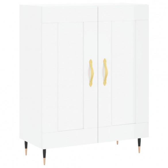 Buffet haut Blanc brillant 69,5x34x180 cm Bois d'ingénierie