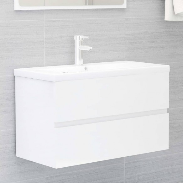 Ensemble de meubles de salle de bain Blanc brillant Aggloméré