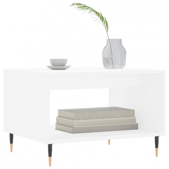 Table basse blanc 60x50x40 cm bois d'ingénierie