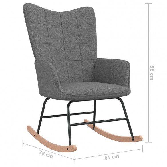 Chaise à bascule avec tabouret Gris foncé Tissu