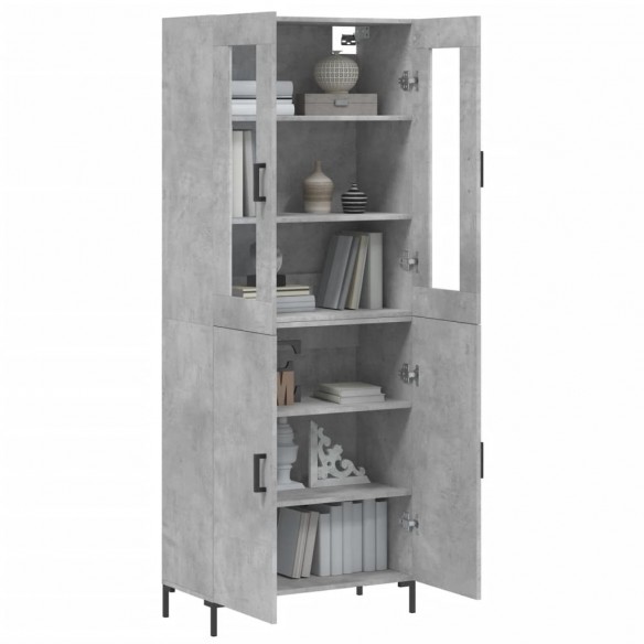 Buffet haut Gris béton 69,5x34x180 cm Bois d'ingénierie