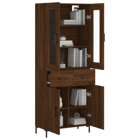 Buffet haut Chêne marron 69,5x34x180 cm Bois d'ingénierie