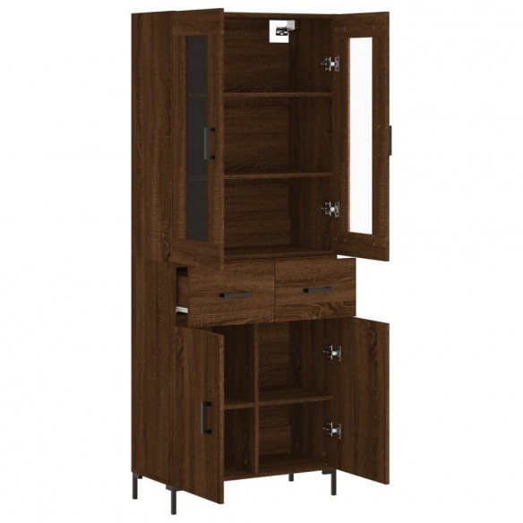 Buffet haut Chêne marron 69,5x34x180 cm Bois d'ingénierie