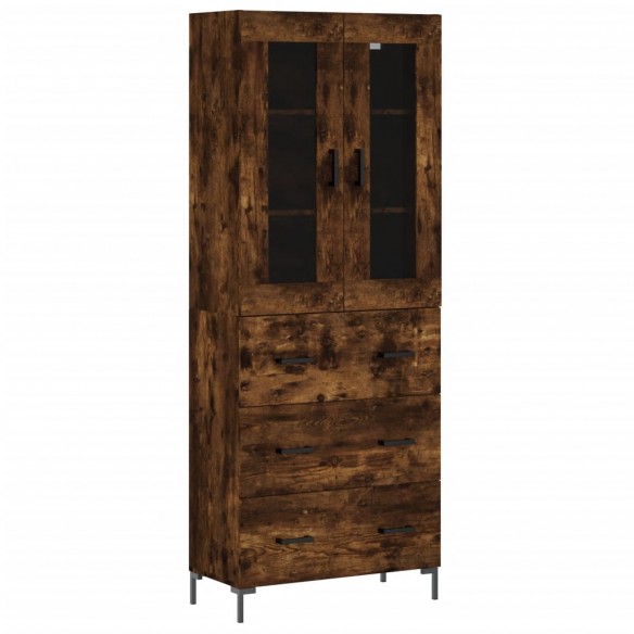 Buffet haut Chêne fumé 69,5x34x180 cm Bois d'ingénierie