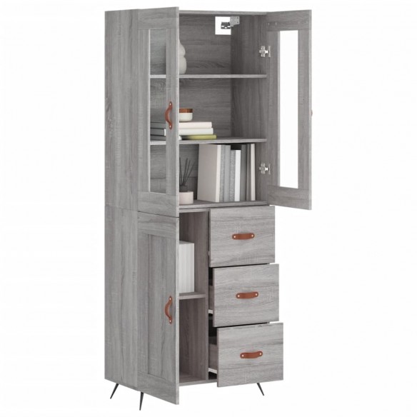 Buffet haut Sonoma gris 69,5x34x180 cm Bois d'ingénierie