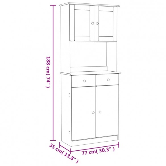 Buffet ALTA blanc 77x35x188 cm bois massif de pin