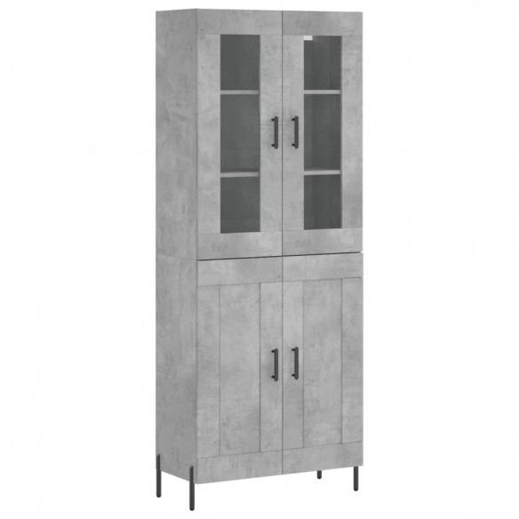 Buffet haut Gris béton 69,5x34x180 cm Bois d'ingénierie