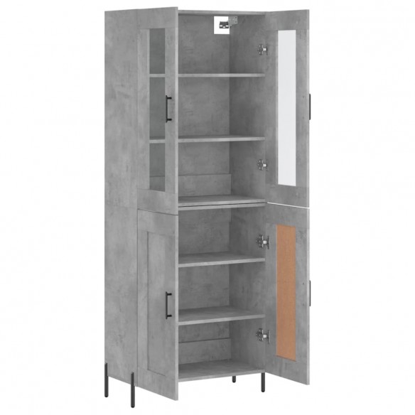 Buffet haut Gris béton 69,5x34x180 cm Bois d'ingénierie