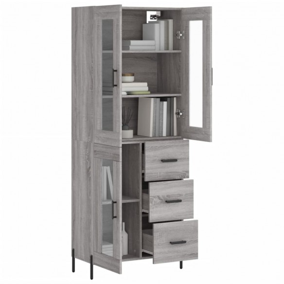 Buffet haut Sonoma gris 69,5x34x180 cm Bois d'ingénierie