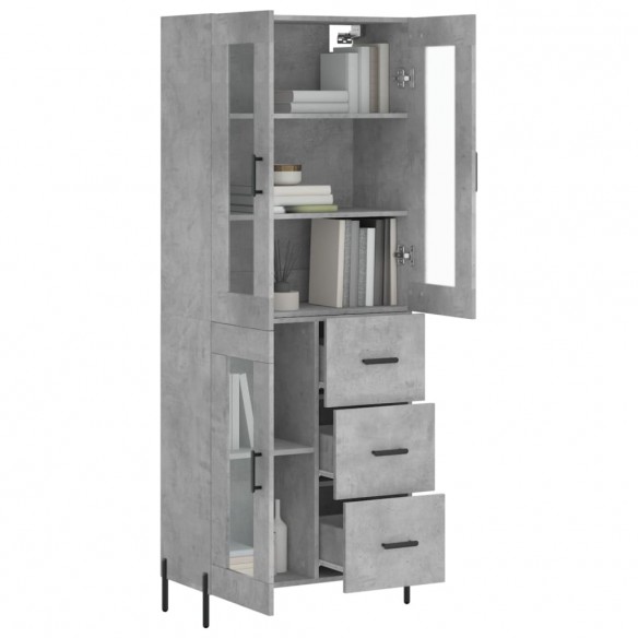 Buffet haut Gris béton 69,5x34x180 cm Bois d'ingénierie