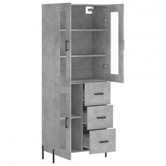 Buffet haut Gris béton 69,5x34x180 cm Bois d'ingénierie