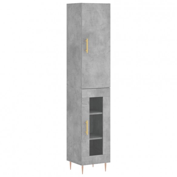 Buffet haut Gris béton 34,5x34x180 cm Bois d'ingénierie