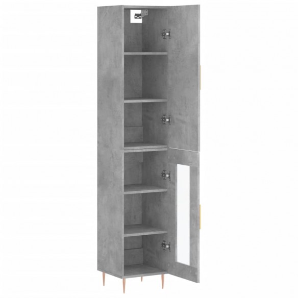 Buffet haut Gris béton 34,5x34x180 cm Bois d'ingénierie