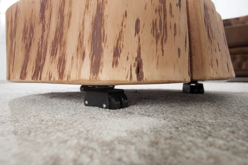 Table basse roulette en bois massif design naturel