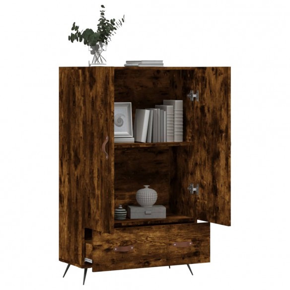 Buffet haut chêne fumé 69,5x31x115 cm bois d'ingénierie