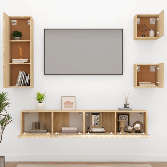 Ensemble de meubles TV 5 pcs Chêne sonoma Bois d'ingénierie