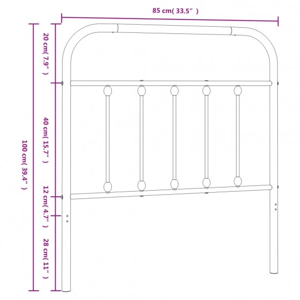 Tête de lit métal noir 80 cm