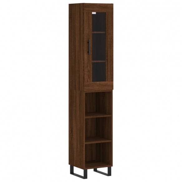 Buffet haut Chêne marron 34,5x34x180 cm Bois d'ingénierie