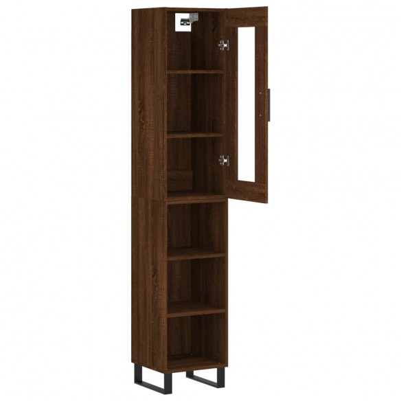 Buffet haut Chêne marron 34,5x34x180 cm Bois d'ingénierie