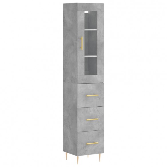 Buffet haut Gris béton 34,5x34x180 cm Bois d'ingénierie