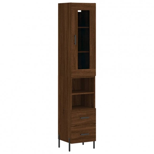 Buffet haut Chêne marron 34,5x34x180 cm Bois d'ingénierie