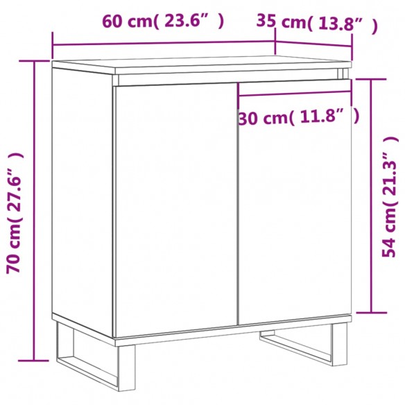 Buffet Blanc brillant 60x35x70 cm Bois d'ingénierie