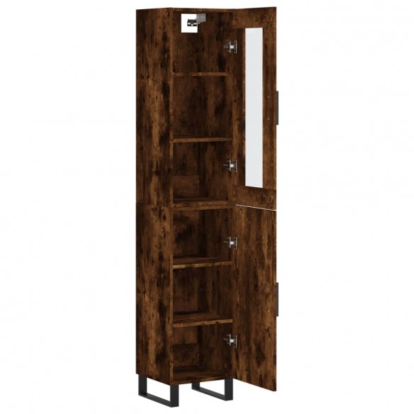 Buffet haut Chêne fumé 34,5x34x180 cm Bois d'ingénierie