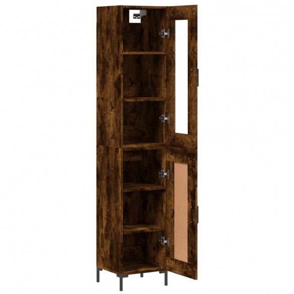 Buffet haut Chêne fumé 34,5x34x180 cm Bois d'ingénierie