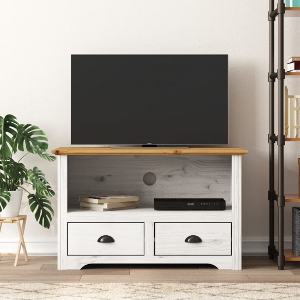 Meuble TV avec 2 tiroirs BODO marron 91x43x56cm bois massif pin