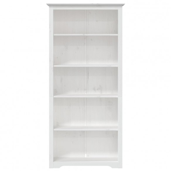 Bibliothèque BODO blanc 80x38x180 cm bois pin massif 5 niveaux