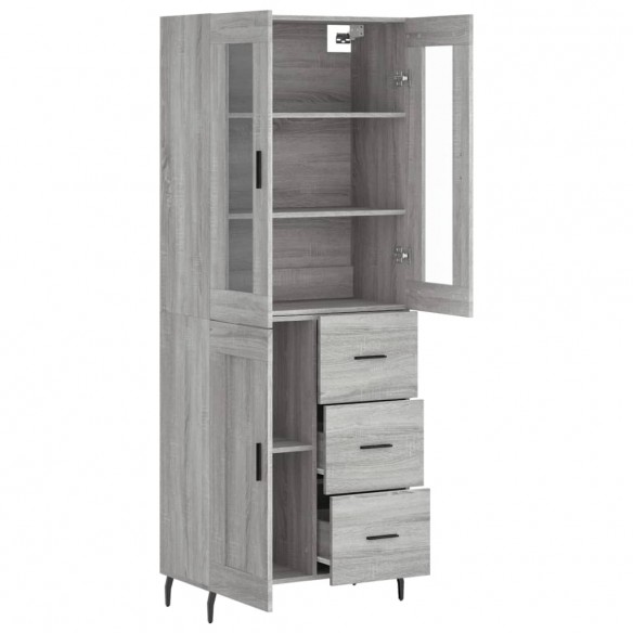 Buffet haut Sonoma gris 69,5x34x180 cm Bois d'ingénierie