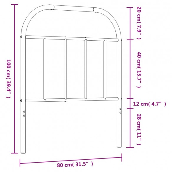 Tête de lit métal blanc 75 cm