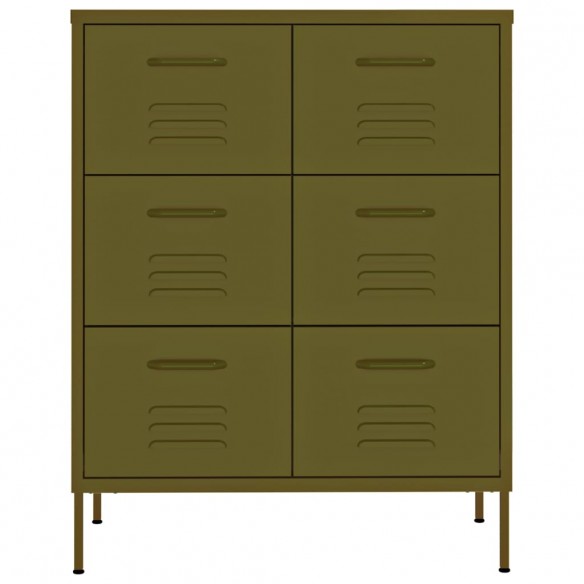 Armoire à tiroirs Vert olive 80x35x101,5 cm Acier